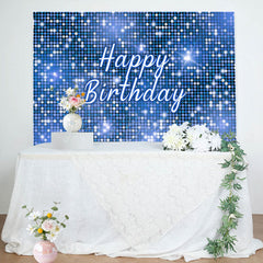 Lofaris Blue Sequins Sparkle Happy Birthday Party Backdrop