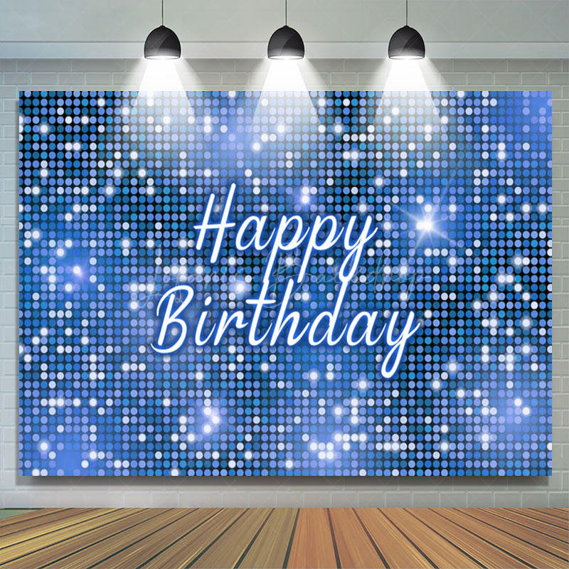 Lofaris Blue Sequins Sparkle Happy Birthday Party Backdrop