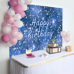 Lofaris Blue Sequins Sparkle Happy Birthday Party Backdrop