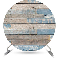 Lofaris Blue Shabby Wood Plank Vintage Round Party Backdrop