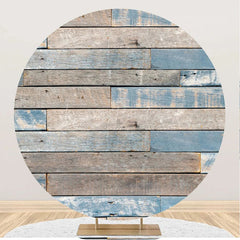 Lofaris Blue Shabby Wood Plank Vintage Round Party Backdrop