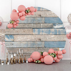 Lofaris Blue Shabby Wood Plank Vintage Round Party Backdrop