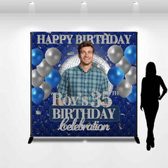 Lofaris Blue Silver Balloon Men Custom 35th Birthday Backdrop