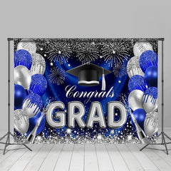 Lofaris Blue Silver Balloons Sparkle Backdrop For Graduation