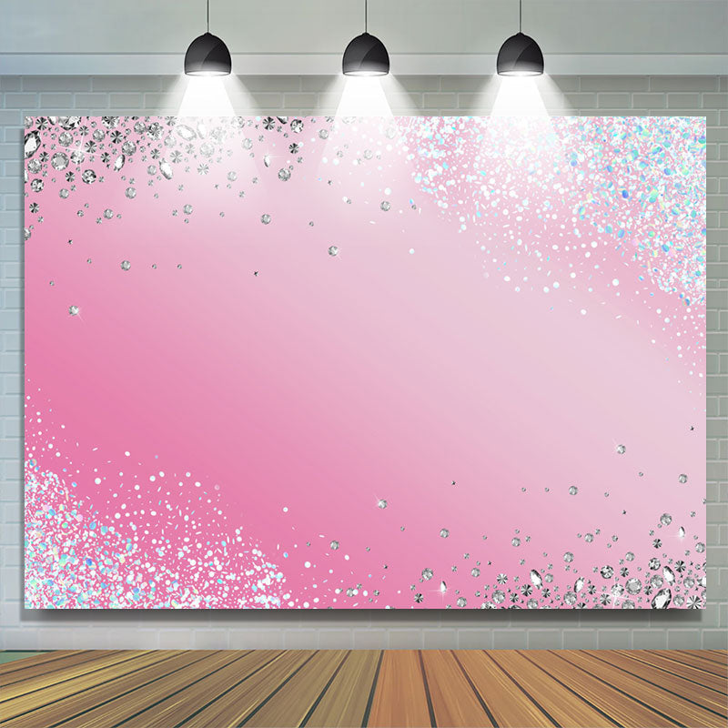 Lofaris Blue Silver Diamond Sparkling Pink Backdrop For Party