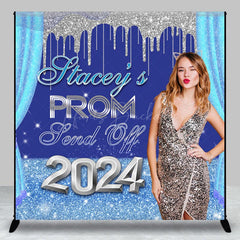 Lofaris Blue Silver Send Off 2024 Custom Grad Party Backdrop