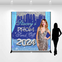 Lofaris Blue Silver Send Off 2024 Custom Grad Party Backdrop