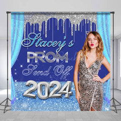 Lofaris Blue Silver Send Off 2024 Custom Grad Party Backdrop