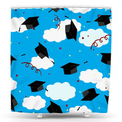 Lofaris Blue Sky And Cloud Happy Graduation Shower Curtain