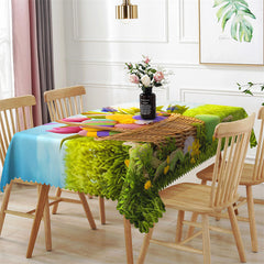 Lofaris Blue Sky And Green Plant Eggs Easter Tablecloth