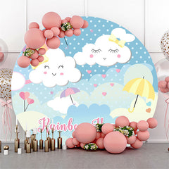 Lofaris Blue Sky And White Cloud Round Birthday Party Backdrop