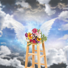 Lofaris Blue Sky Angel Wings Holy Light Memorial Backdrop