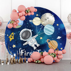 Lofaris Blue Sky Astronanut Star Round 1st Birthday Backdrop