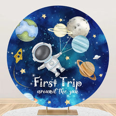 Lofaris Blue Sky Astronanut Star Round 1st Birthday Backdrop