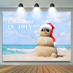 Lofaris Blue Sky Beach Sandman Summer Christmas Backdrop