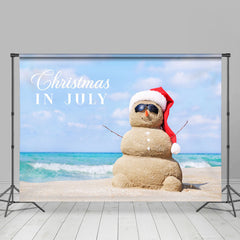 Lofaris Blue Sky Beach Sandman Summer Christmas Backdrop