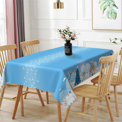 Lofaris Blue Sky Christmas Town Santa Rectangle Tablecloth