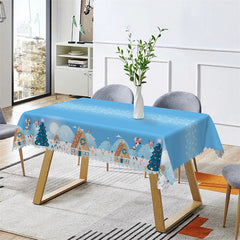 Lofaris Blue Sky Christmas Town Santa Rectangle Tablecloth