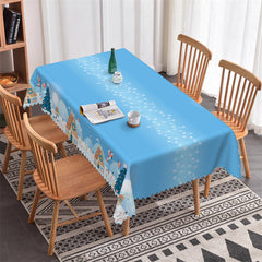 Lofaris Blue Sky Christmas Town Santa Rectangle Tablecloth