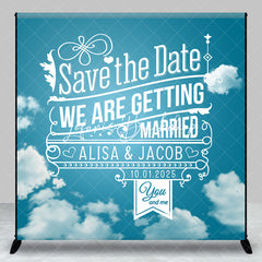 Lofaris Blue Sky Cloud Save The Date Custom Wedding Backdrop