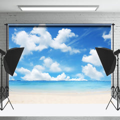 Lofaris Blue Sky Clouds Sea Beach Photography Cloth Backdrop