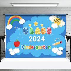 Lofaris Blue Sky Cute Rainbow Sun Apple Graduation Backdrop