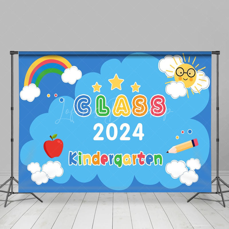 Lofaris Blue Sky Cute Rainbow Sun Apple Graduation Backdrop