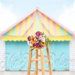 Lofaris Blue Sky Cute Roof Door Photography Backdrop