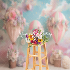 Lofaris Blue Sky Floral Hot Air Balloon Cake Smash Backdrop