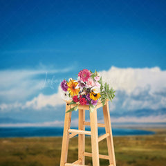 Lofaris Blue Sky Grass Natural Scenery Photography Backdrop