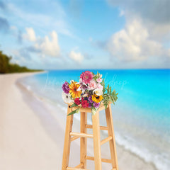 Lofaris Blue Sky Sand Beach Coastal Backdrop For Photo Booth