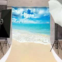 Lofaris Blue Sky Sandy Beach Sweep Summer Coastal Backdrop