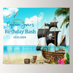 Lofaris Blue Sky Sea Pirate Hawaii Custom Birthday Backdrop