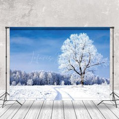 Lofaris Blue Sky Snow Forest Winer Scenery Backdrop for Photo