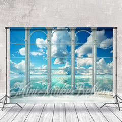 Lofaris Blue Sky Transparent Window Summer Photo Backdrop