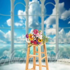 Lofaris Blue Sky Transparent Window Summer Photo Backdrop