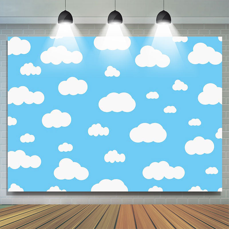 Lofaris Blue Sky White Cloud Cute Simple Birthday Backdrop