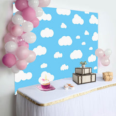 Lofaris Blue Sky White Cloud Cute Simple Birthday Backdrop