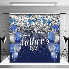 Lofaris Blue Sliver Balloon Glitter Falg Fathers Day Backdrop