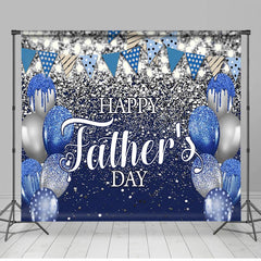 Lofaris Blue Sliver Balloon Glitter Falg Fathers Day Backdrop