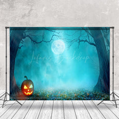 Lofaris Blue Smoke Tree Horror Pumpkin Halloween Backdrop