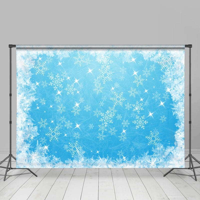 Lofaris Blue Snowflake Glitter Winter Christmas Backdrop