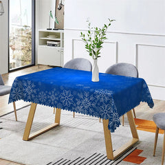 Lofaris Blue Snowflake Winter Christmas Rectangle Tablecloth