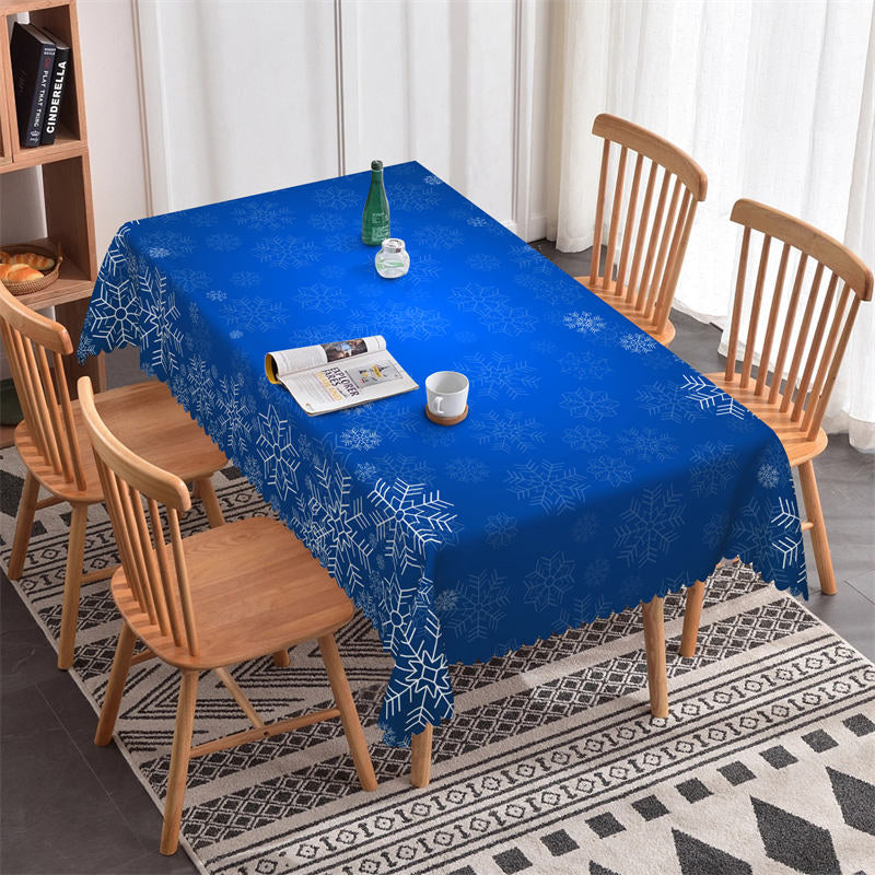 Lofaris Blue Snowflake Winter Christmas Rectangle Tablecloth