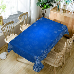 Lofaris Blue Snowflake Winter Christmas Rectangle Tablecloth