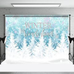 Lofaris Blue Snowflakes Tree Wonderland Winter Backdrop