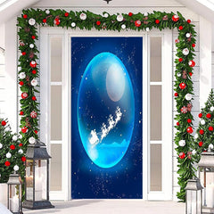 Lofaris Blue Sparkle Santa Claus Door Cover For Christmas