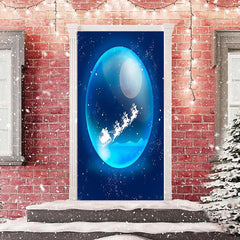 Lofaris Blue Sparkle Santa Claus Door Cover For Christmas