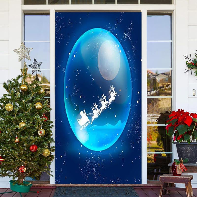 Lofaris Blue Sparkle Santa Claus Door Cover For Christmas