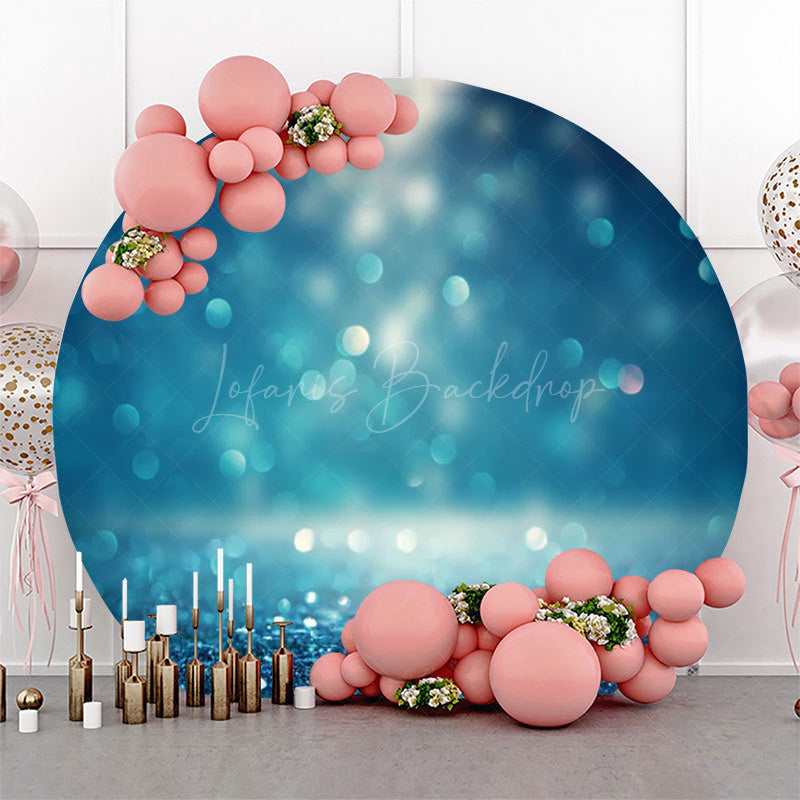 Lofaris Blue Sparkling Bokeh Round Birthday Backdrop For Boy